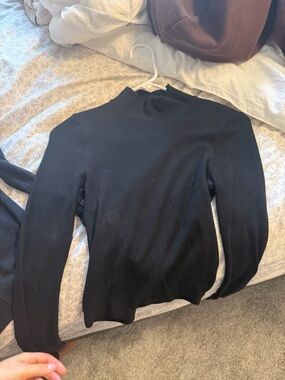 Black Ribbed Mock Neck Women's Sweater